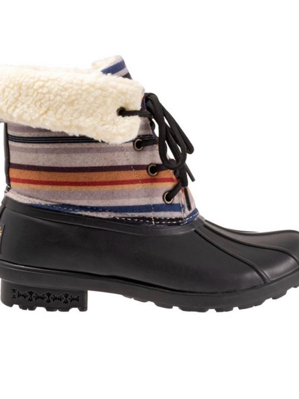 Pendleton Bridger Stripe Mid Duck Boots Women’s 10 Black Multi Waterproof.